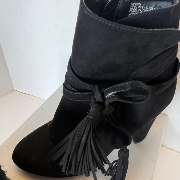 Justfab Landry Black Faux Suede Ankle Boots - Picture 4 of 6